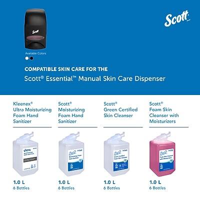 Scott  
Available Colors  

COMPATIBLE SKIN CARE FOR THE Scott® Essential™ Manual Skin Care Dispenser  

Kleenex® Ultra Moisturizing Foam Hand Sanitizer  
1.0 L 6 Bottles  

Scott® Ultra Moisturizing Foam Hand Sanitizer  
1.0 L 6 Bottles  

Scott® Green Certified Skin Cleanser  
1.0 L 6 Bottles  

Scott® Foam Skin Cleanser with Moisturizers  
1.0 L 6 Bottles