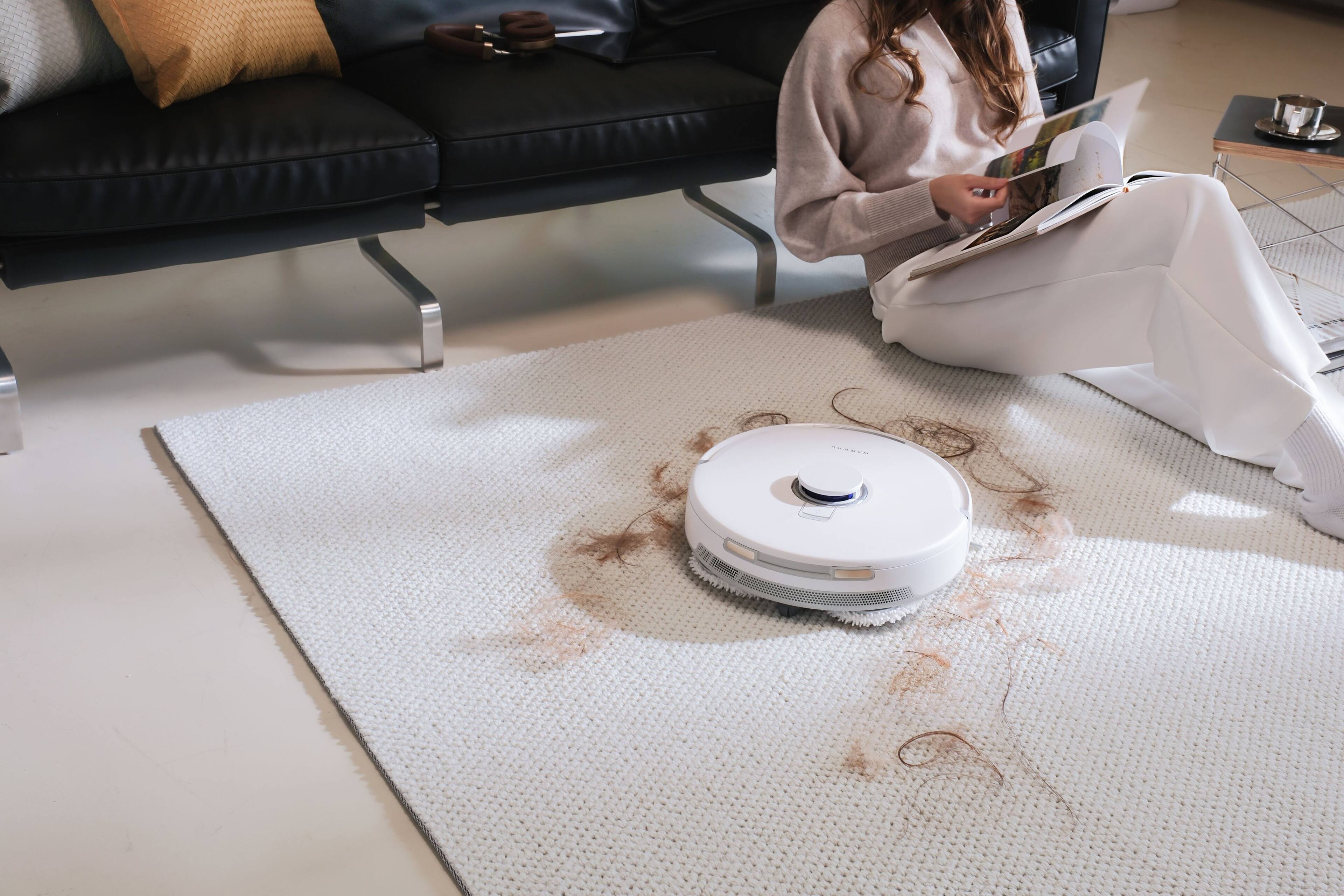 Alt View 16. Narwal - Narwal Freo Pro Bonus Pack Robot Vacuum, Extra Floor Cleaning Tablet, ZeroTangling Brush, Auto Mop Washing - White.