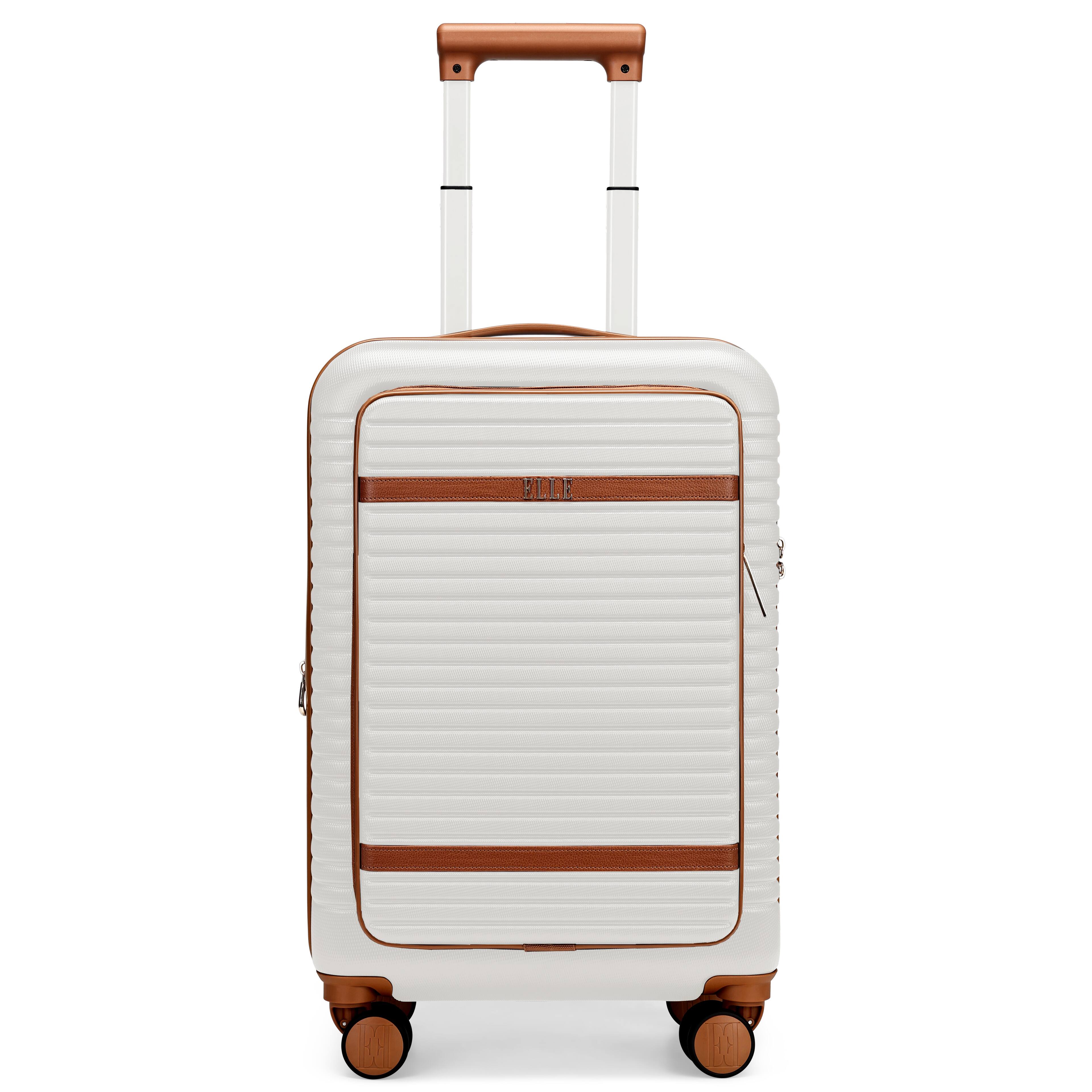 Elle - Escape Expandable Carry-on Suitcase with Front Laptop Pocket - White