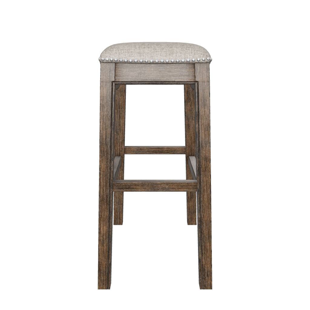 Alt View 9. Maven Lane - 31" Adrien Backless Saddle Bar Stool in Walnut Finish with  Fabric Upholstery - Walnut.