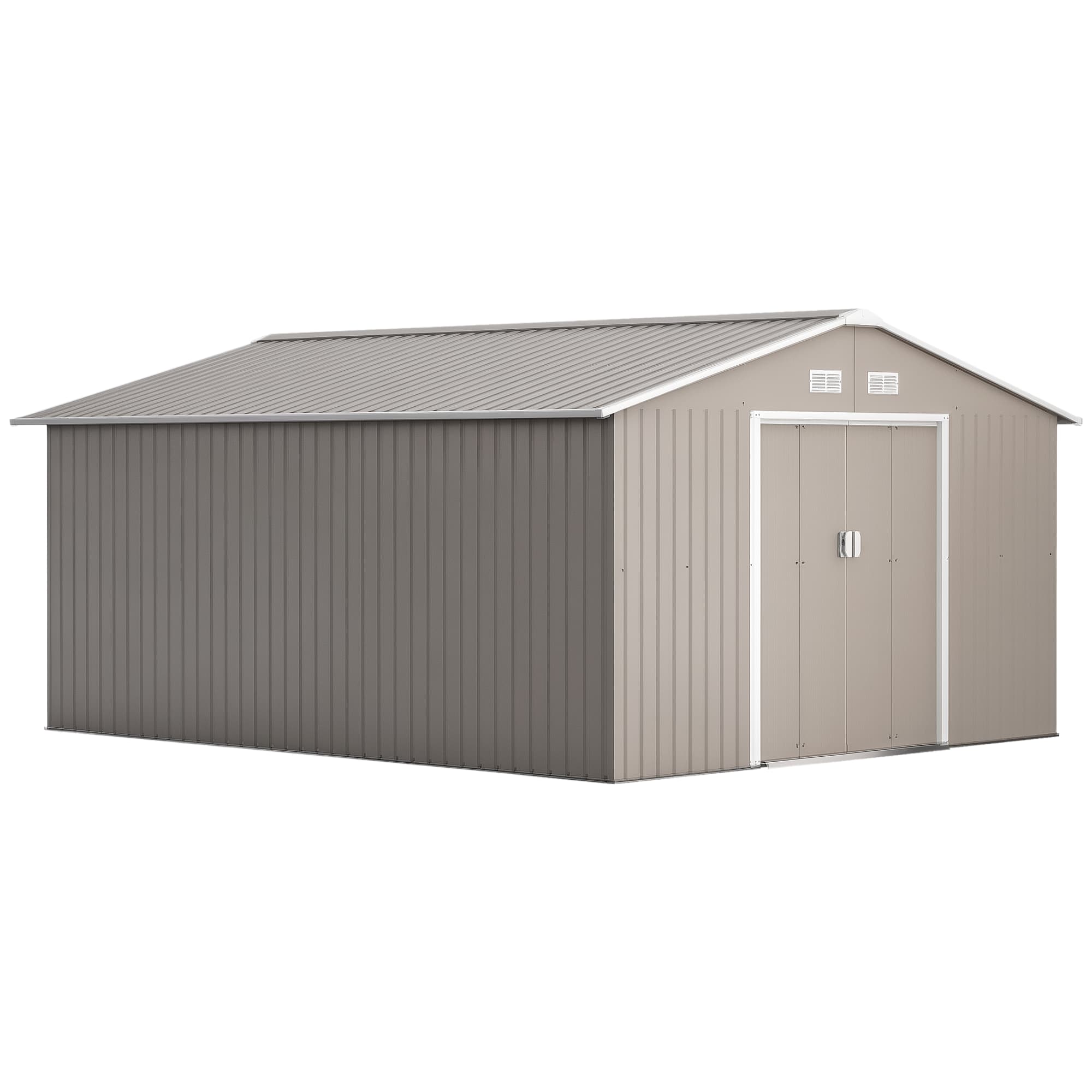 Front. Outsunny - 11' x 13' Outdoor Storage Shed, Garden Tool Metal Shed with Foundation Kit, Double Lockable Door.
