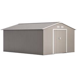 Outsunny - 11' x 13' Outdoor Storage Shed, Garden Tool Metal Shed with Foundation Kit, Double Lockable Door