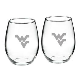 Jardine - West Virginia Mountaineers 21oz. 2-Piece Stemless Wine Glass Set - Multicolor