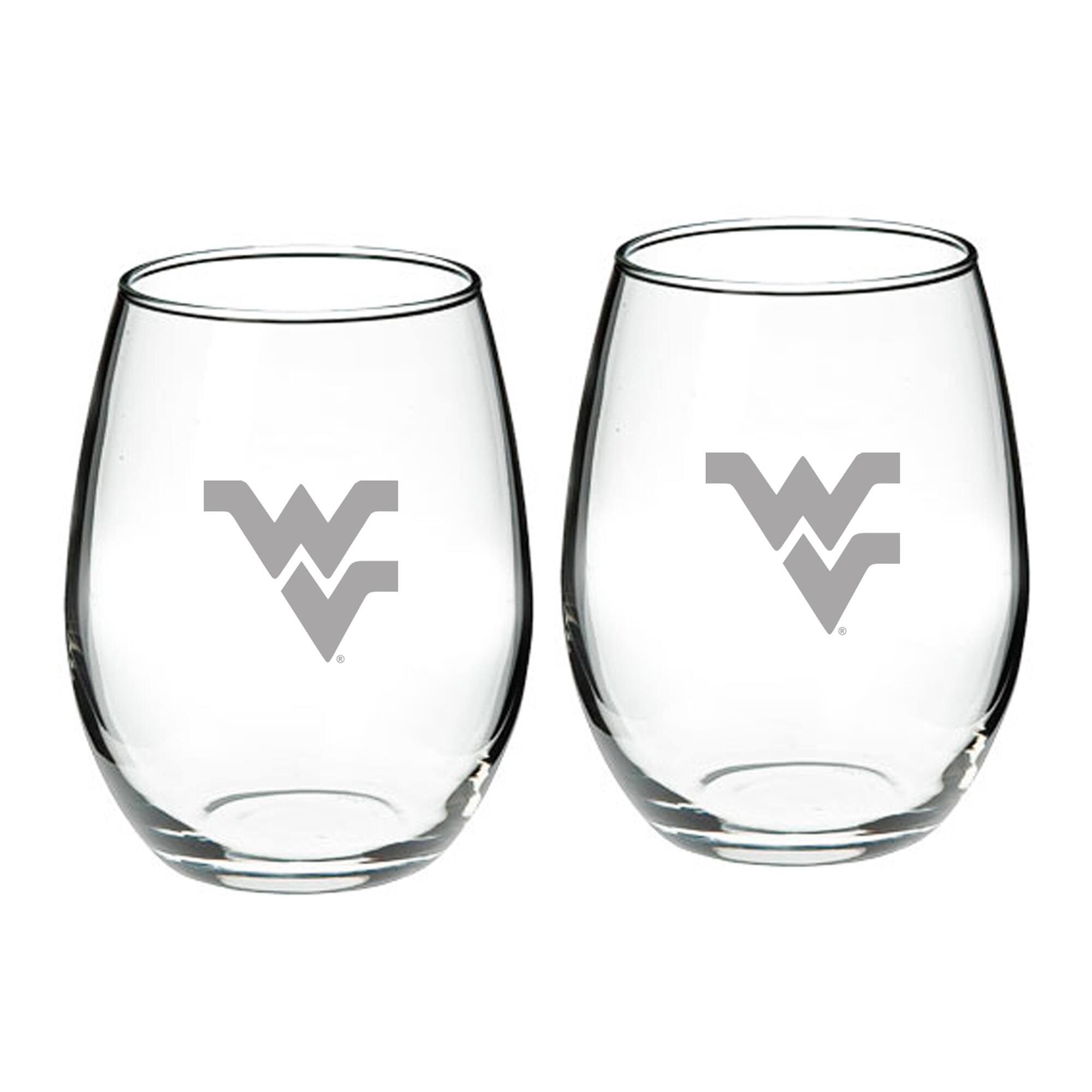 Front. Jardine - West Virginia Mountaineers 21oz. 2-Piece Stemless Wine Glass Set - Multicolor.