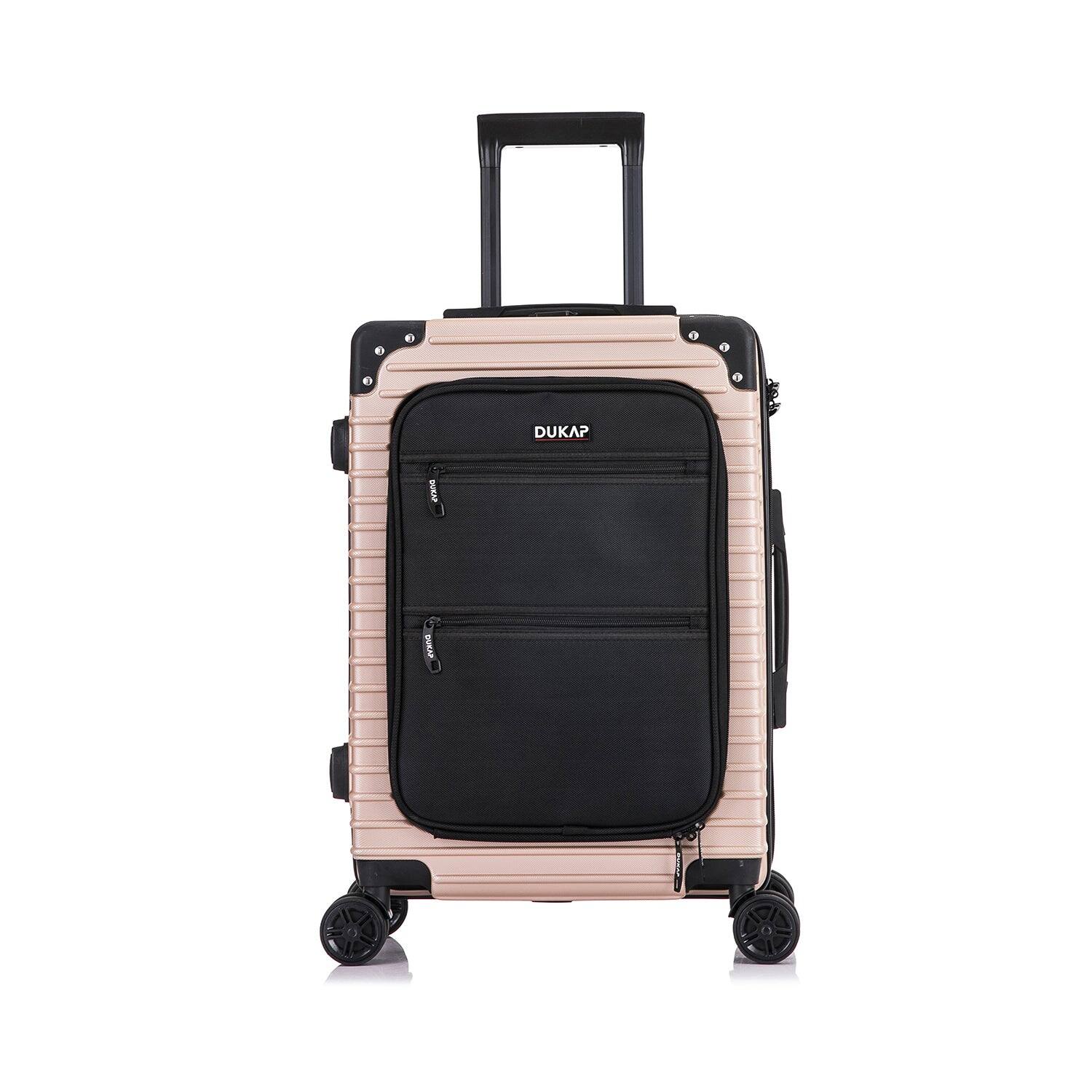 Angle. DUKAP - Tour Lightweight Luggage  20" carry-on with integrated USB port - CHAMPAGNE.