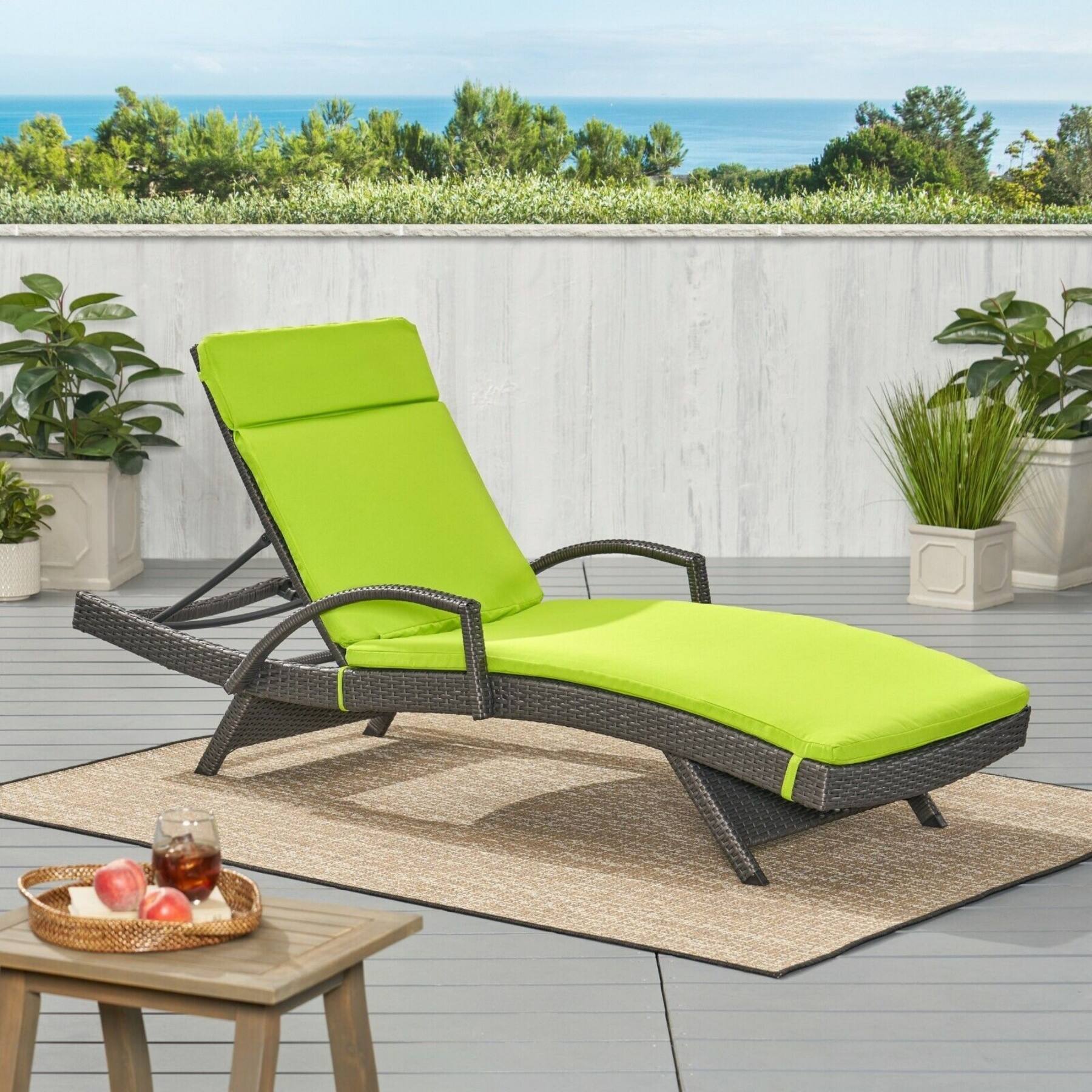 Alt View 7. Ecooso - 1PCS Outdoor Chaise Lounge Cushion，Water-Resistant，100% Polyester Fabric, No Assembly Required(Without Chaise Lounge) - Green.