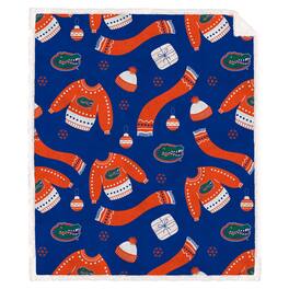 Pegasus - Florida Gators 60" x 70"-Ugly Sweater Flannel Fleece Sherpa Blanket - Multicolor