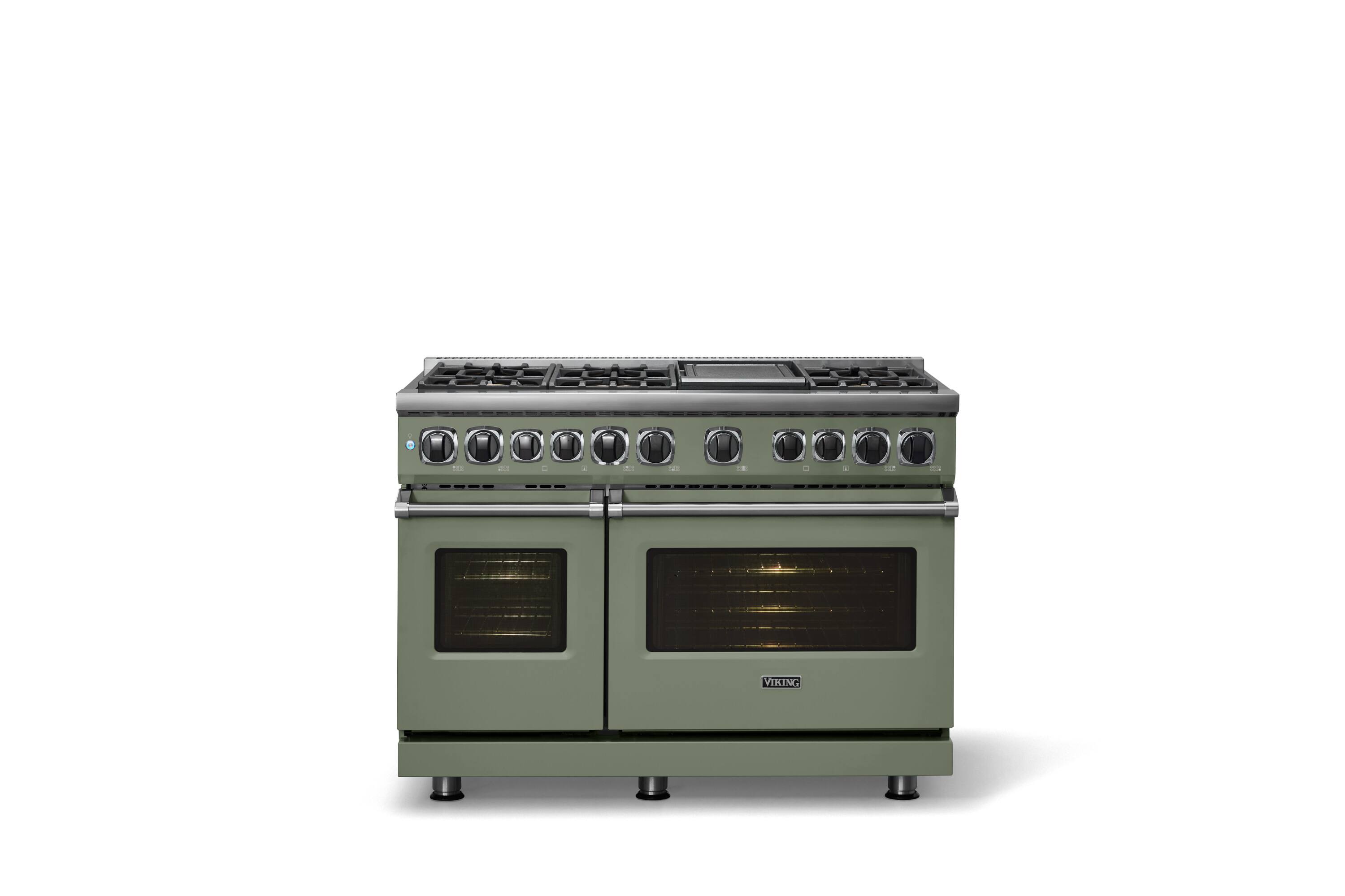 Alt View 1. Viking - 48"W. 7.3 Cu. Ft. 7Series Self-Clean LP Dual Fuel 8 Burner Range/Griddle-Eucalyptus - Eucalyptus.