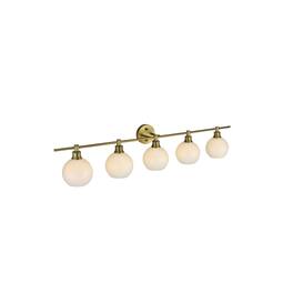 Living District - Collier 5 Light and Frosted White Glass Wall Sconce - Satin Gold