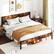 Alt View 4. Costway - King Bed Frame with Tall Industrial Headboard Heavy-Duty Metal Slats Support - Brown.