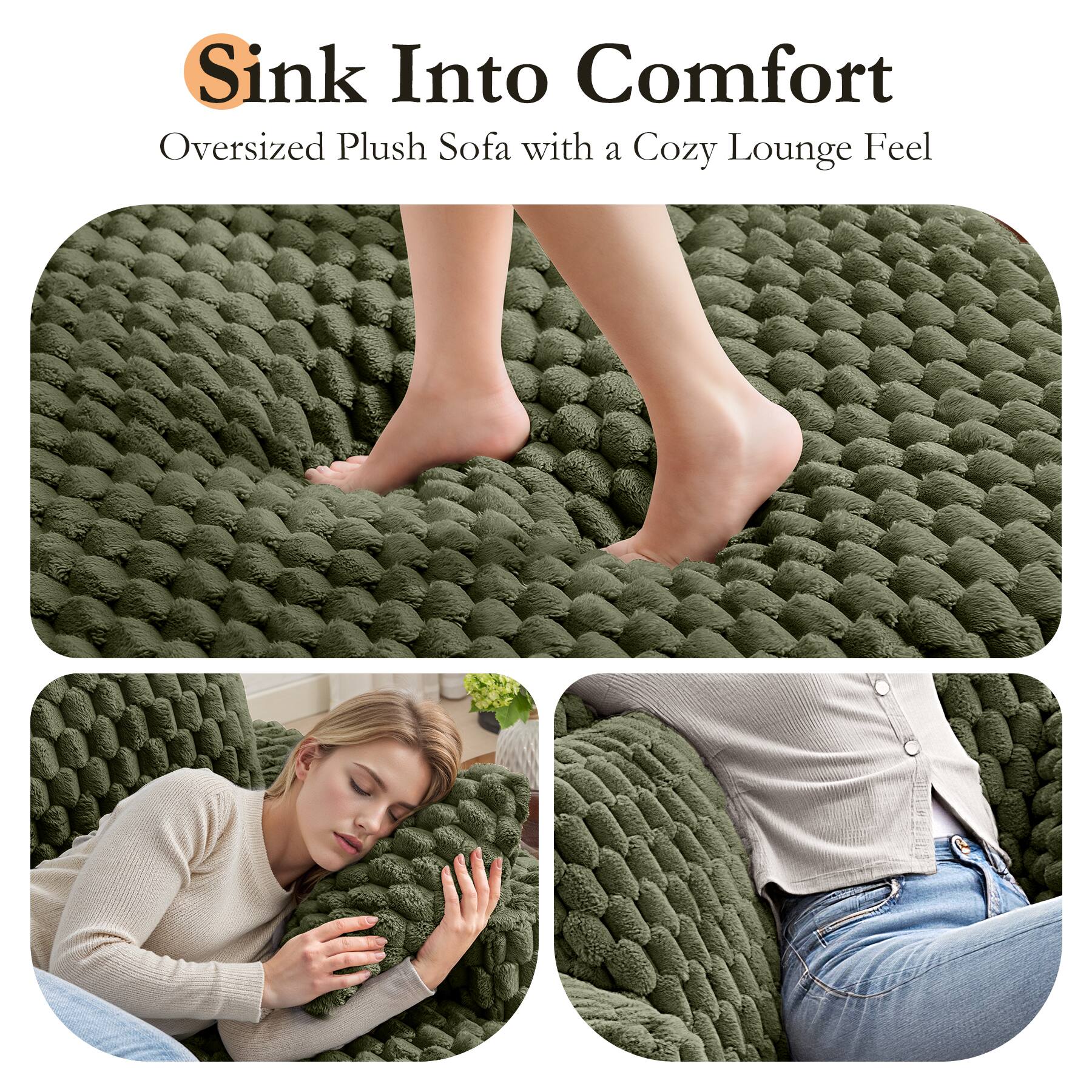 Sink Into Comfort  
Oversized Plush Sofa with a Cozy Lounge Feel