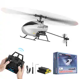 VEVOR - RC Helicopter, 2.4GHz Single Propeller Remote Control Helicopter with Gyro, 4-Channel RC, 39 Min Flight Time - Silver, black