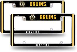 Rico Industries - Boston NHL Bruins (Set of 2) Chrome Metal License Plate Frames with Bold Full Frame Design - Multi