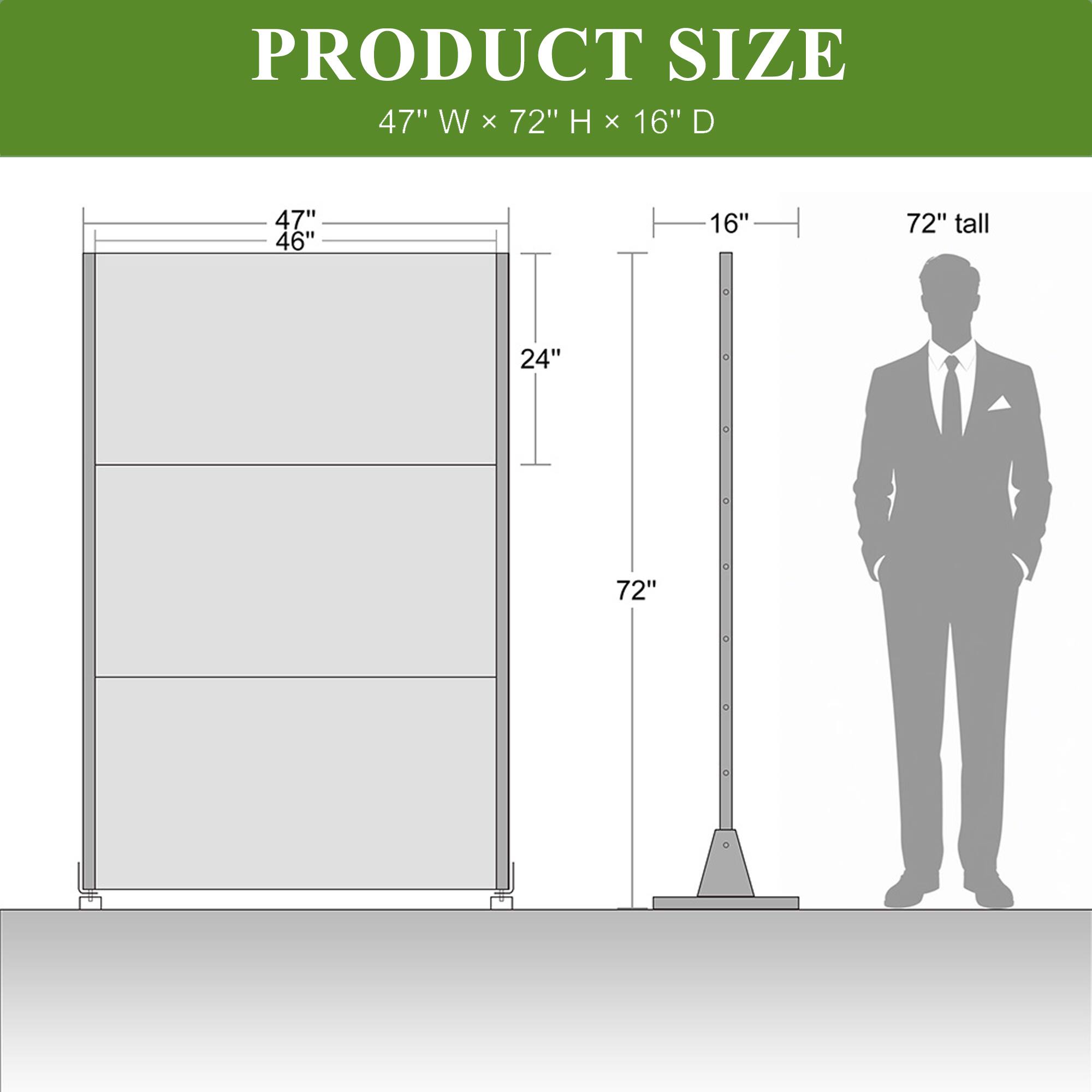 PRODUCT SIZE  
47" W x 72" H x 16" D  

47"  
46"  
24"  
72"  
16"  
72" tall
