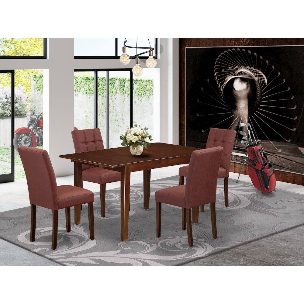 Alt View 9. East West Furniture - 5 Piece Mid Century Modern Dining Set - Red.