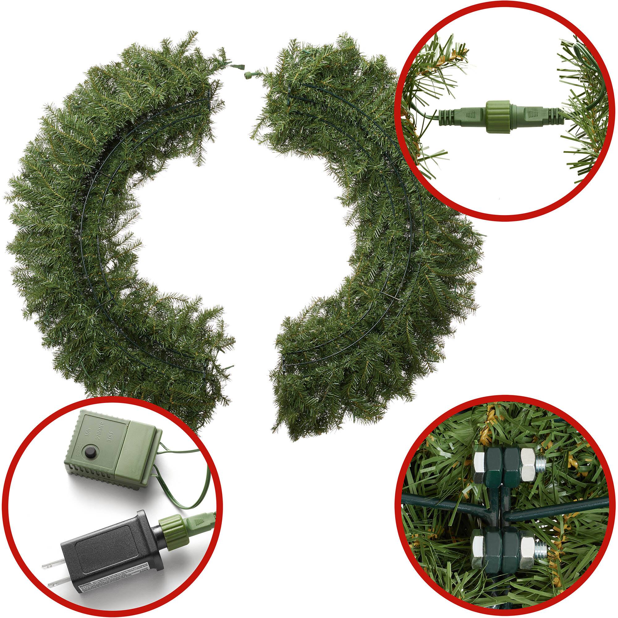 Alt View 2. Casafield - Green Fir Artificial Holiday Christmas Wreath Holiday Décor - Green White Lights.