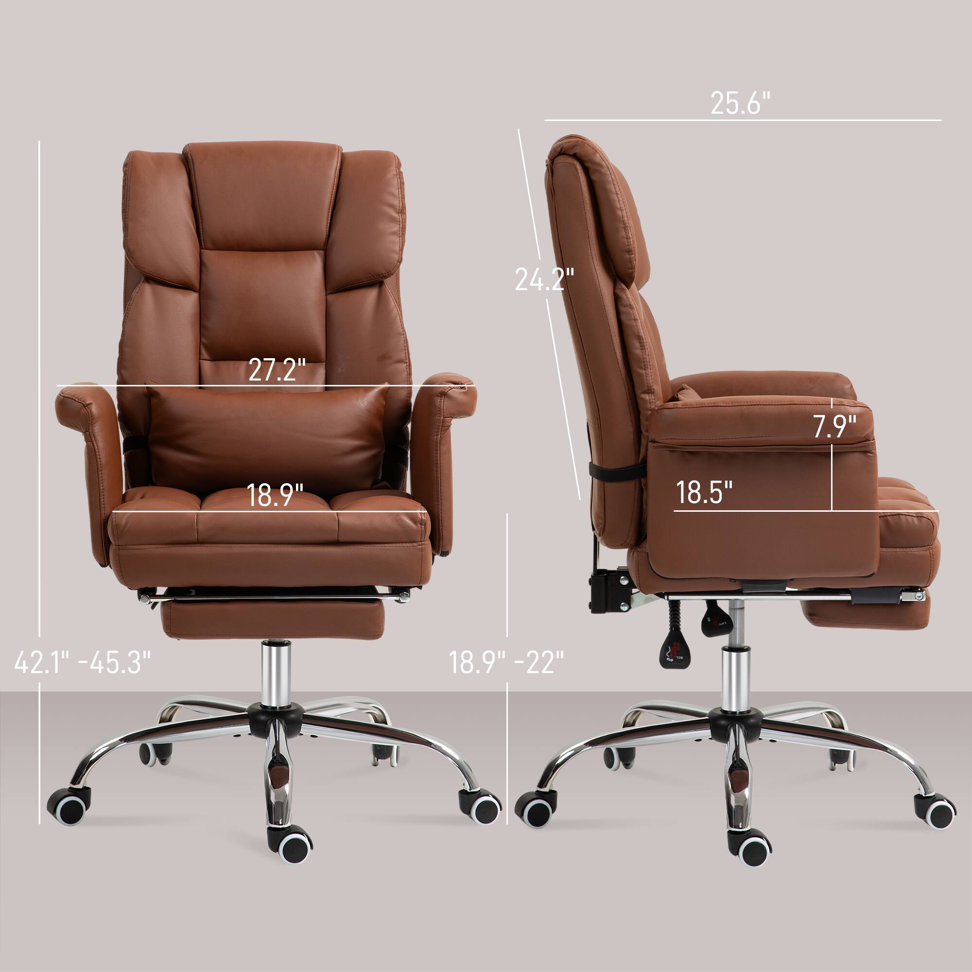 - Width: 25.6"
- Depth: 24.2"
- Height: 42.1" - 45.3"
- Seat Height: 18.9" - 22"
- Seat Depth: 18.5"
- Back Height: 27.2"
- Armrest Height: 7.9"