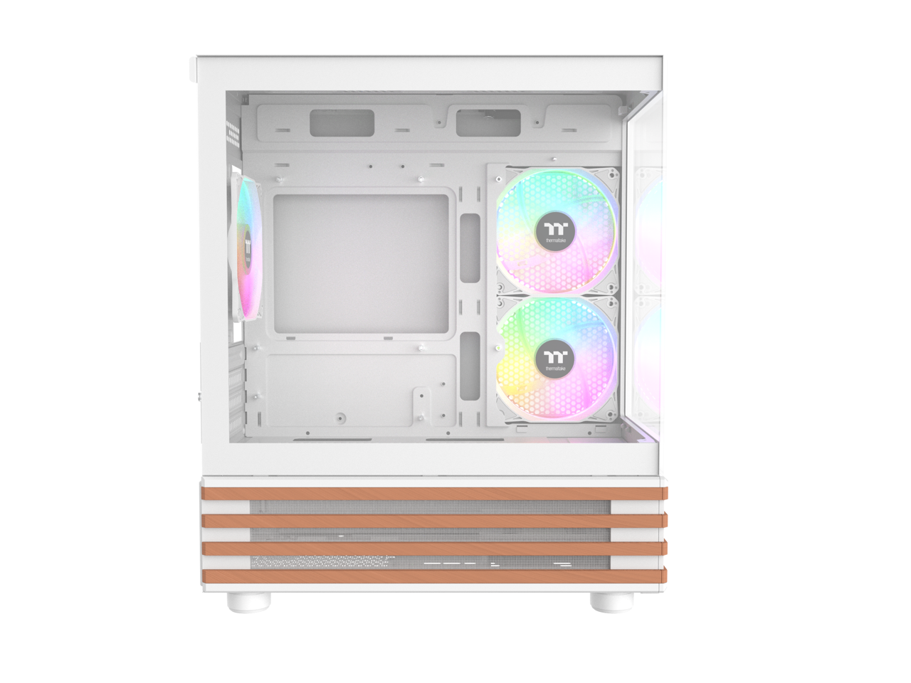 Alt View 2. Thermaltake - Thermaltake View 170 WS ARGB Chassis; Wood Trim; 3x ARGB Fans; 280mm Rad; 340mm GPU; mATX/mITX; Snow - Snow.