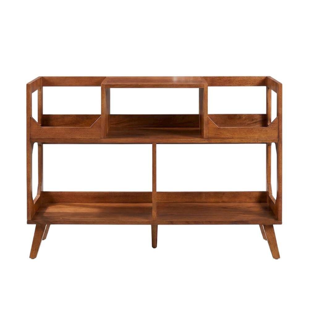 Left. FurniFact - Brown Large Walnut Record Player Stand - Walnut.