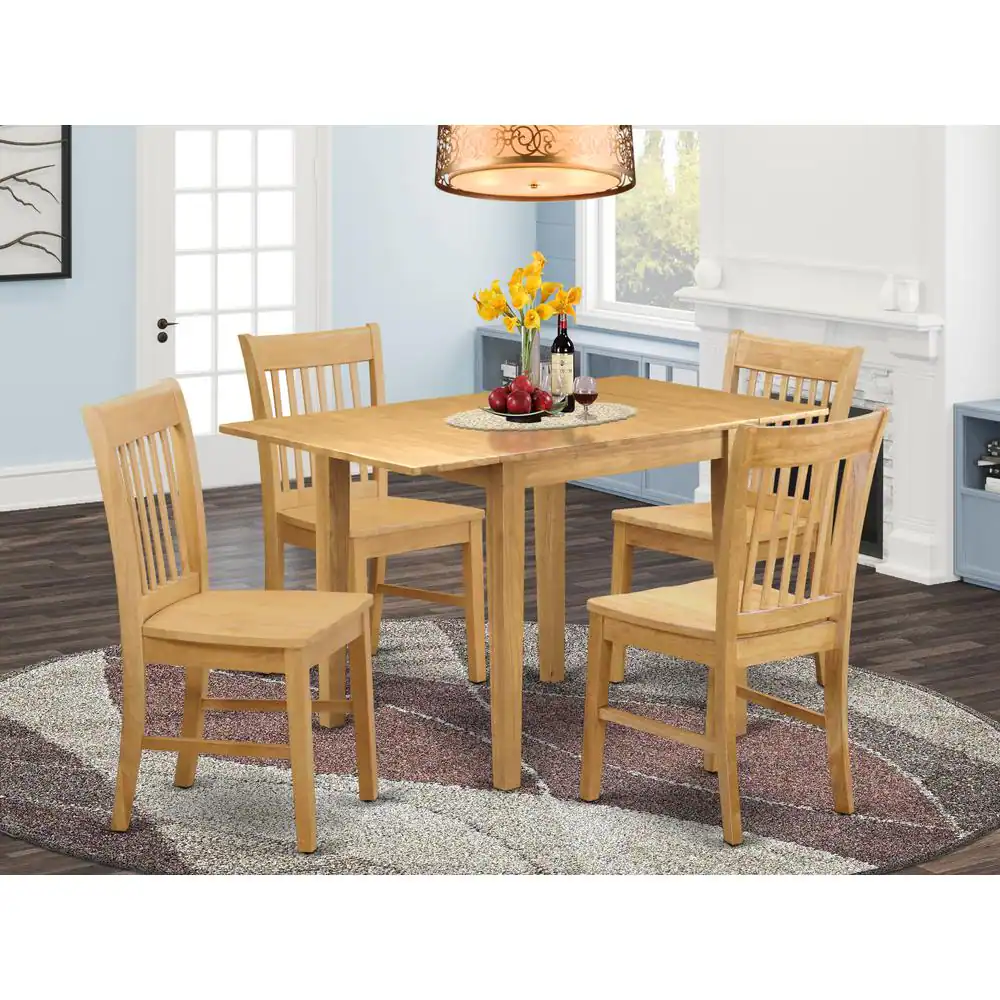 Angle. East West Furniture - Dining Room Set Oak - Brown.