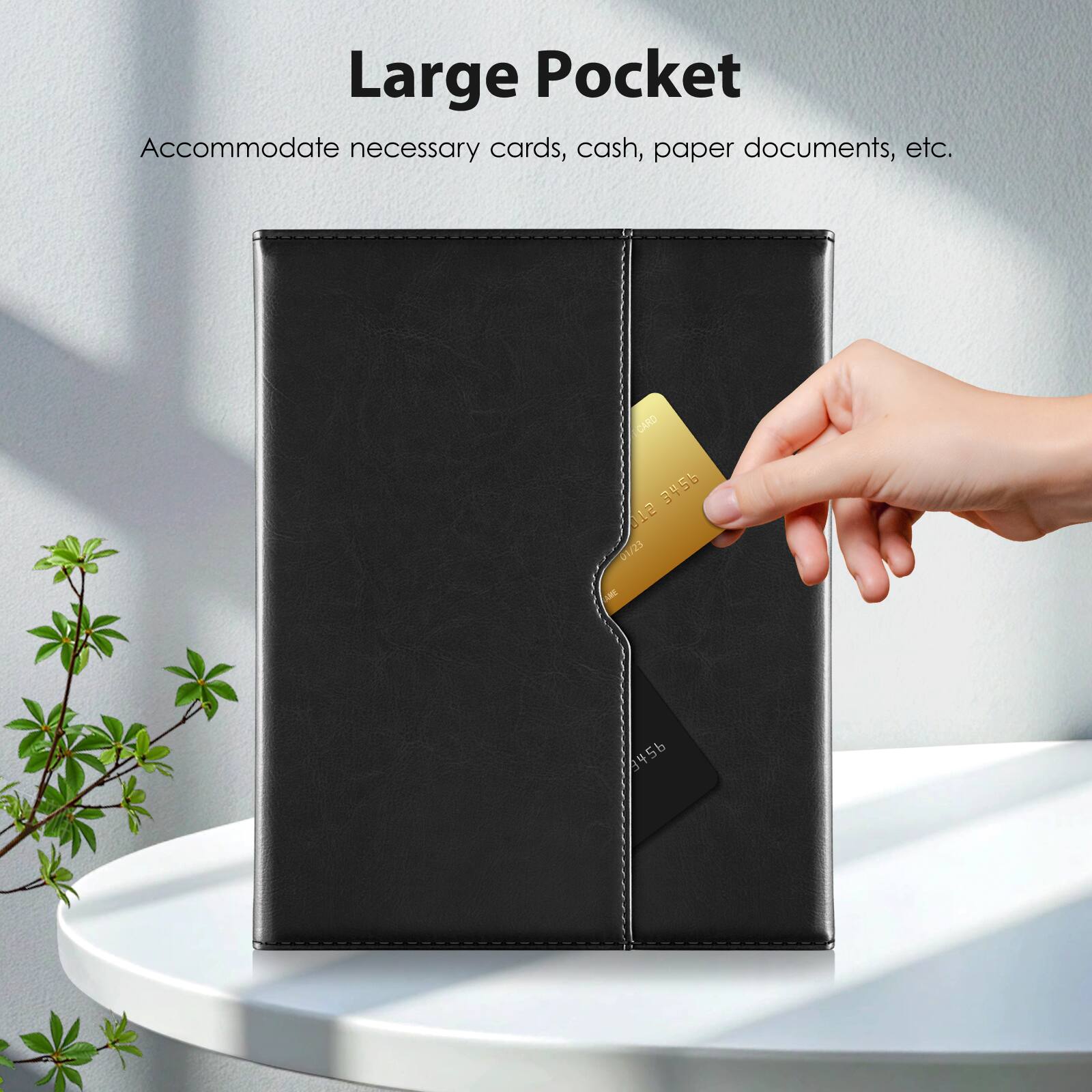 Large Pocket  
Accommodate necessary cards, cash, paper documents, etc.  
CARD 3456 612 01/23 -- 4456