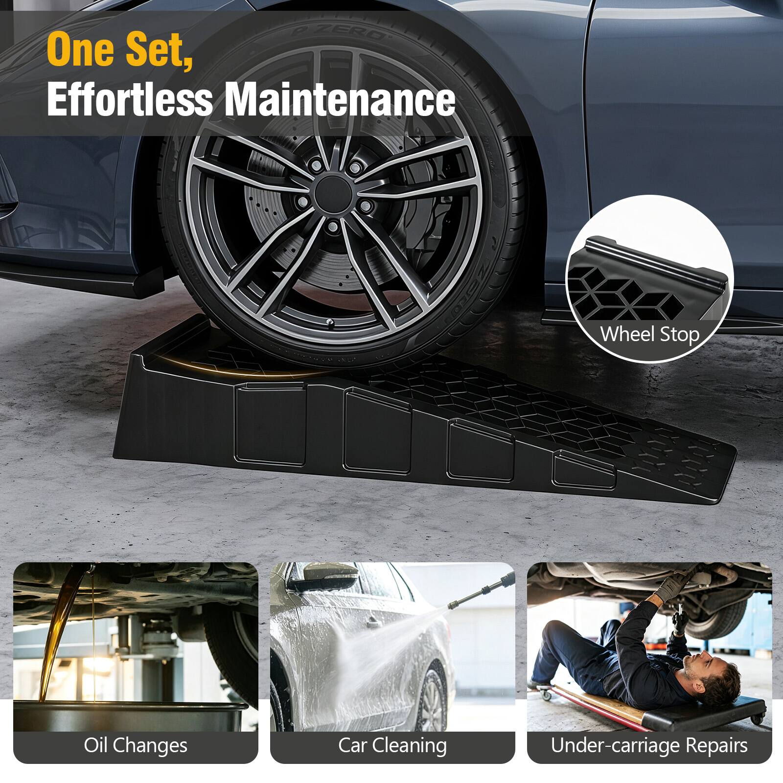 One Set, Effortless Maintenance

Wheel Stop

Oil Changes

Car Cleaning

Under-carriage Repairs