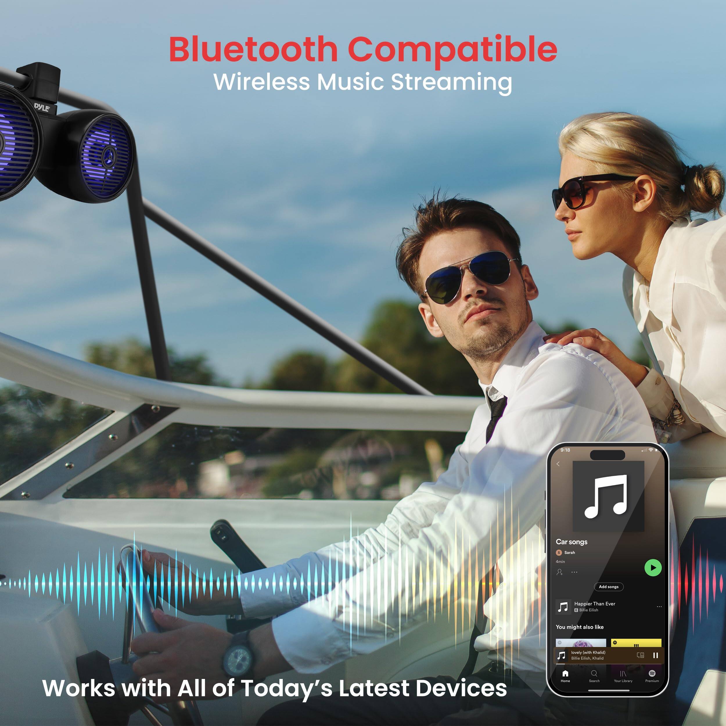 I DYLE Bluetooth Compatible Wireless Music Streaming Car sonys Saral I - - - Mappie Than Euar . - !  -u might a lke - sa - - - - - - +  Works with All of Today's Latest Devices - - 1 - -