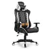 Front. Costway - Massage Gaming Chair with Headrest - White and Black.