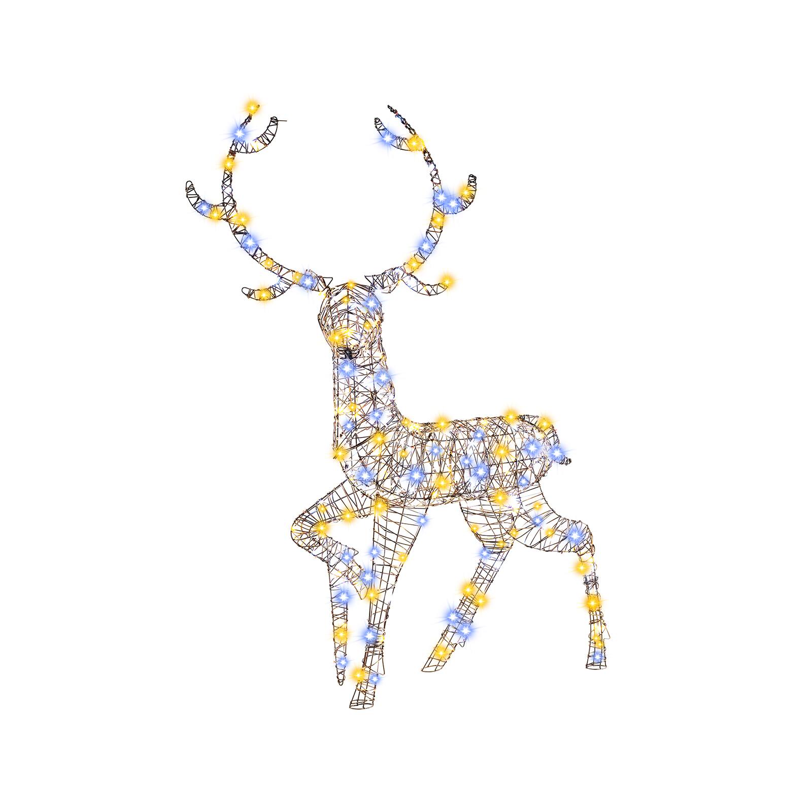 Angle. WELLFOR - 4.6 ft Pre-Lit Christmas Reindeer with 170 Warm and Cool LEDs - Brown.