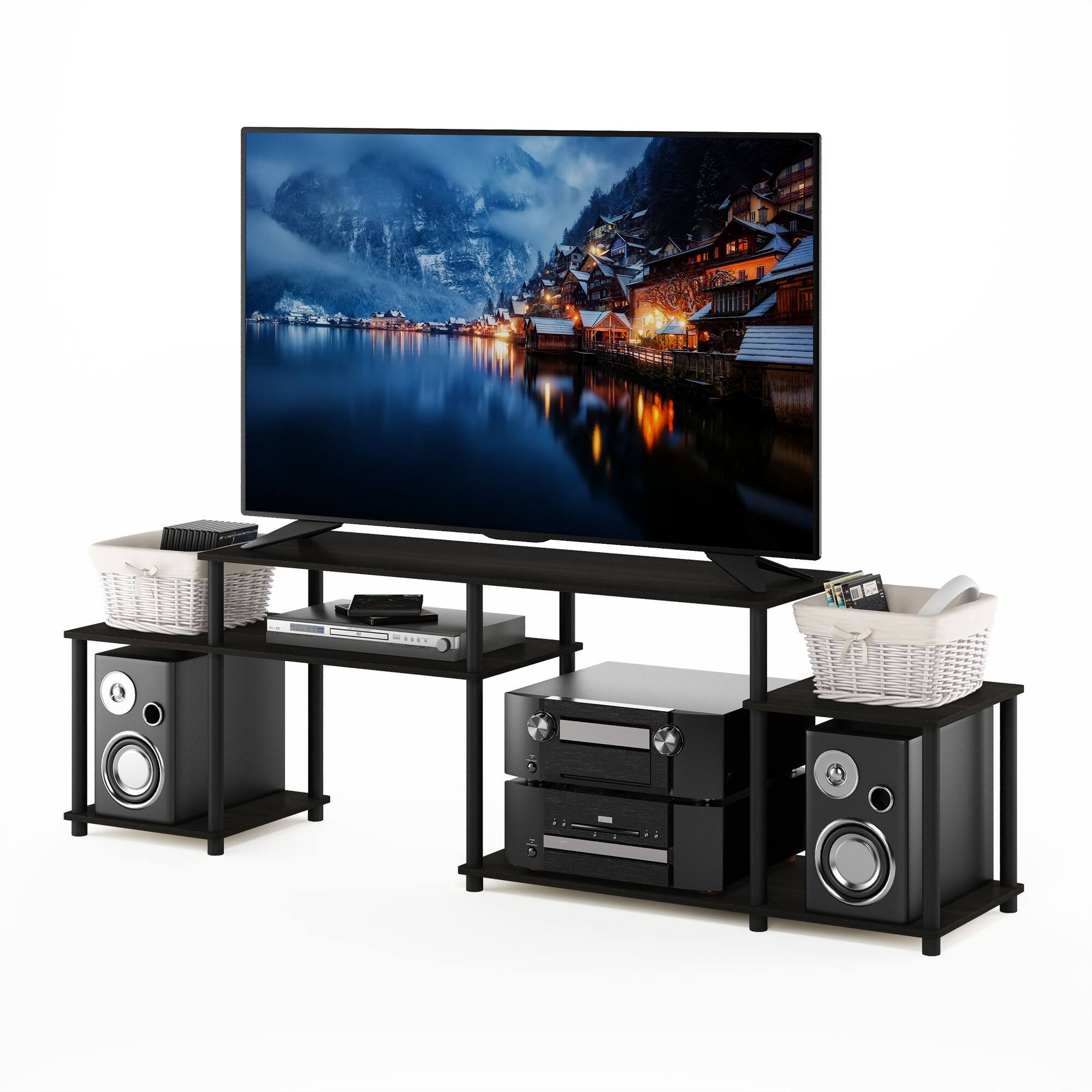 Alt View 3. Furinno - Turn-N-Tube Handel TV Stand for TV up to 55 Inch - Espresso/Black Classic Tube.