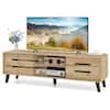 Front. Gymax - Gymax TV Stand w/Sliding Doors Storage Shelves Cable Hole Support Legs for 65'' TVs - Natural.