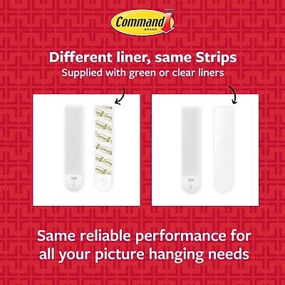 Different liner, same Strips  
Supplied with green or clear liners  

Same reliable performance for all your picture hanging needs
