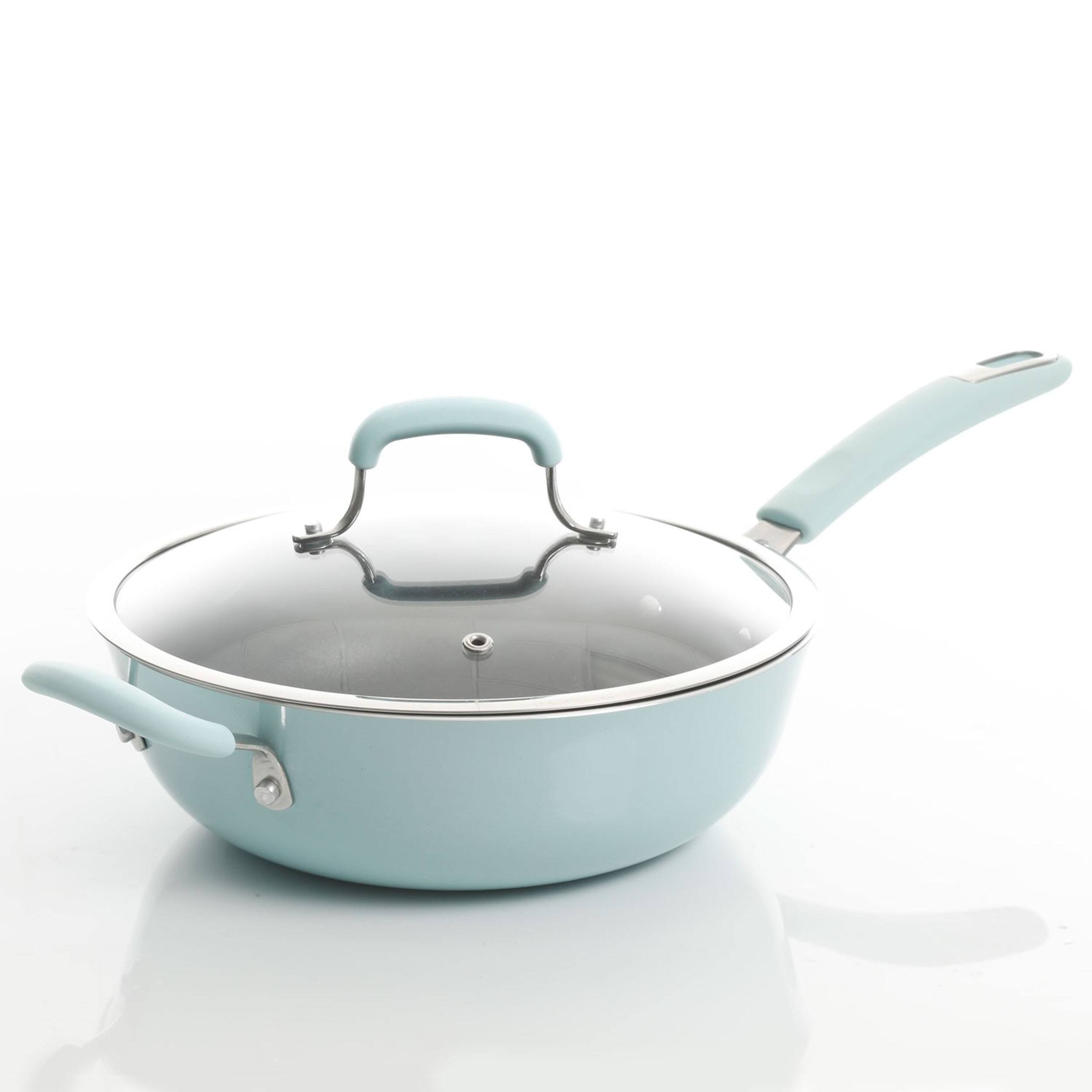 Alt View 10. Kenmore - Kenmore Elite Andover 10 Piece Nonstick Aluminum Cookware Set in Glacier Blue - Glacier Blue.