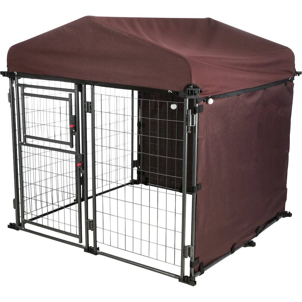 Alt View 1. TRIXIE - Dog Kennel Sunshade, All Weather Side Panel, Fits Kennel, Burgundy - Burgundy.