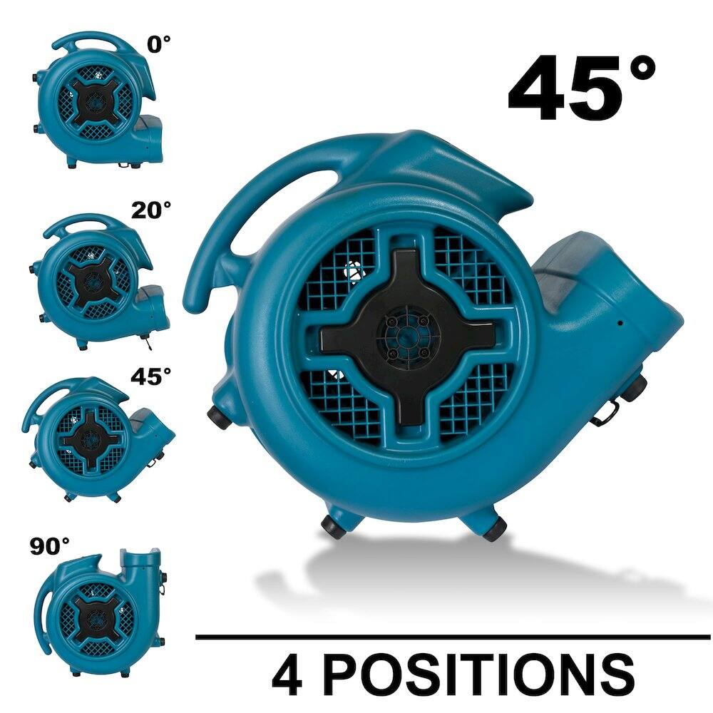Alt View 2. XPOWER - P-830 1 HP 3600 CFM 3 Speed Air Mover, Carpet Dryer, Floor Fan, Blower - Blue.