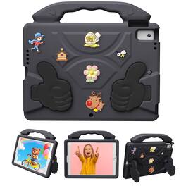 Dteck - Kids Case for 10.2" iPad 9th/8th/7th Generation, Shockproof Silicone Stand Cover with Fun Charms - Black