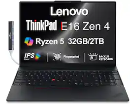 Lenovo - Upgraded - ThinkPad E16 Laptop 16.0 WUXGA (AMD Ryzen 5 230, 32GB DDR5, 2TB PCIe SSD, AMD Radeon, Win 11 Pro) w/USB Hub - Black