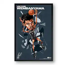 Sporticulture - Victor Wembanyama San Antonio Spurs Framed 14" x 20" Player Caricature Art - Multicolor