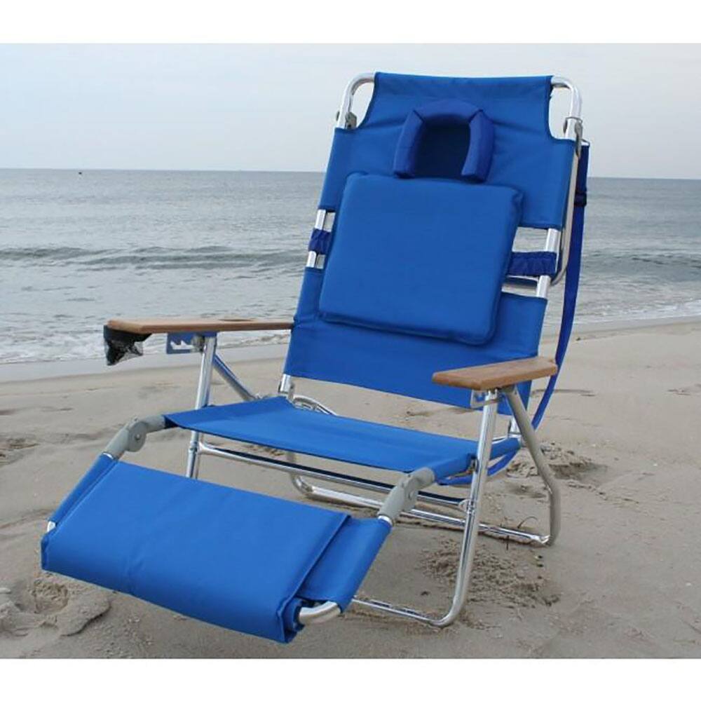 Alt View 2. Ostrich - Ostrich Deluxe Padded 3-N-1 Outdoor Lounge Reclining Beach Chair, Blue (2 Pack) - Blue.