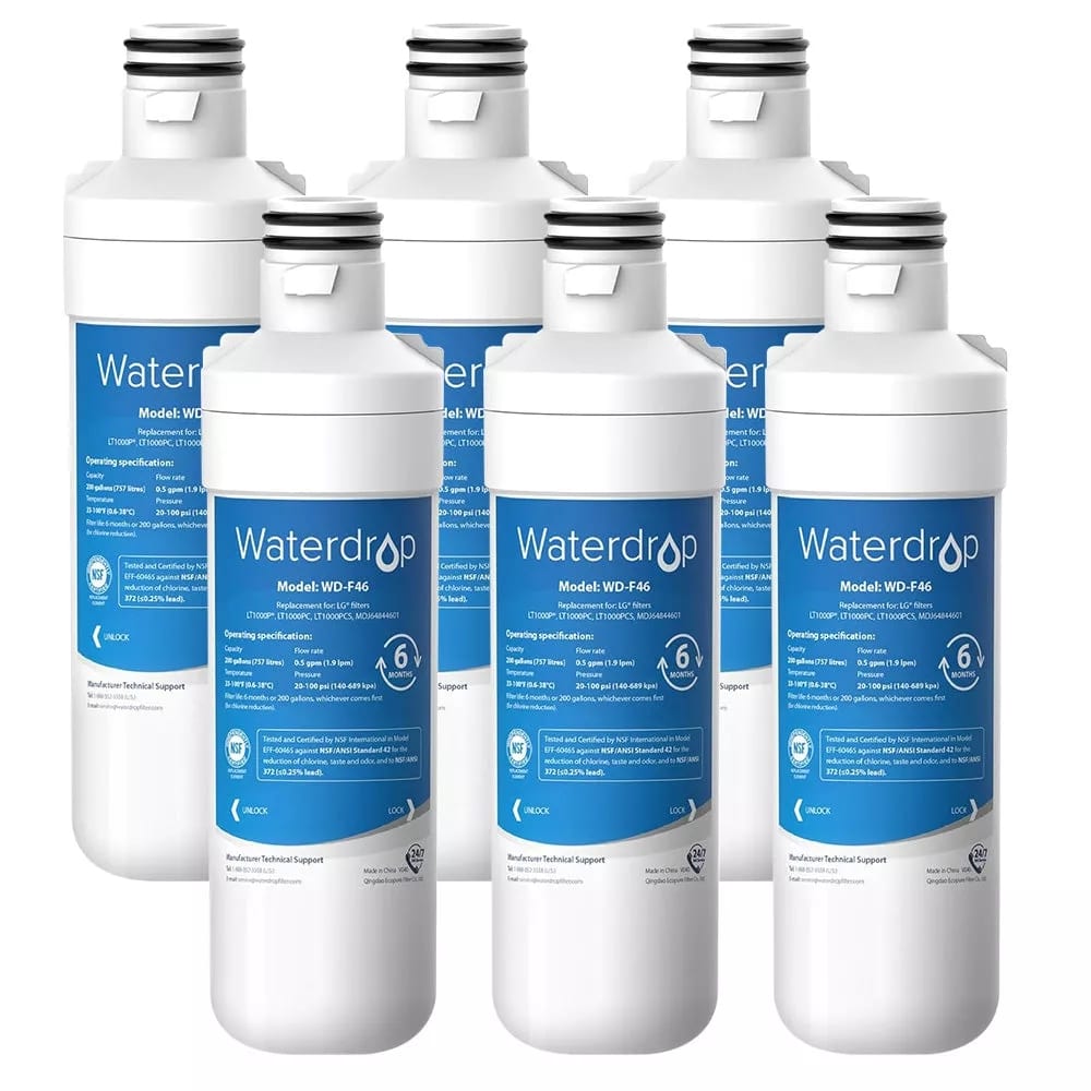 Waterdrop - WD-F46-6 Refrigerator Water Filter 6-Pack - White