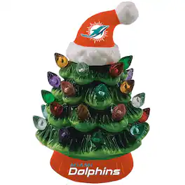 Evergreen Enterprises - Miami Dolphins 8" Light Up Ceramic LED Christmas Tree - Multicolor
