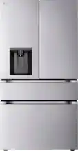 Front. LG - 36-in Wide Standard-Depth MAX 28.6 Cu. Ft. 4-Door French Door Smart Refrigerator with Full Convert Drawer - PrintProof Stainless Steel Look.