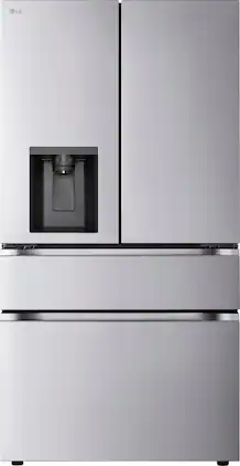 LG - Counter-Depth MAX 28.6 Cu. Ft. 4-Door French Door Refrigerator Smart Refrigerator with Full Convert Drawer - PrintProof Noble Steel