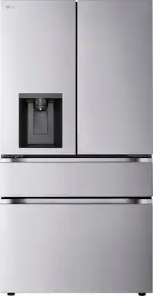 Front. LG - Standard-Depth MAX 28.6 Cu. Ft. 4-Door French Door Refrigerator Smart Refrigerator with Full Convert Drawer - PrintProof Noble Steel.
