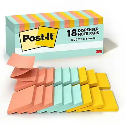 Post-it
DISPENSER
18 NOTE PADS
1800 Total Sheets
3M