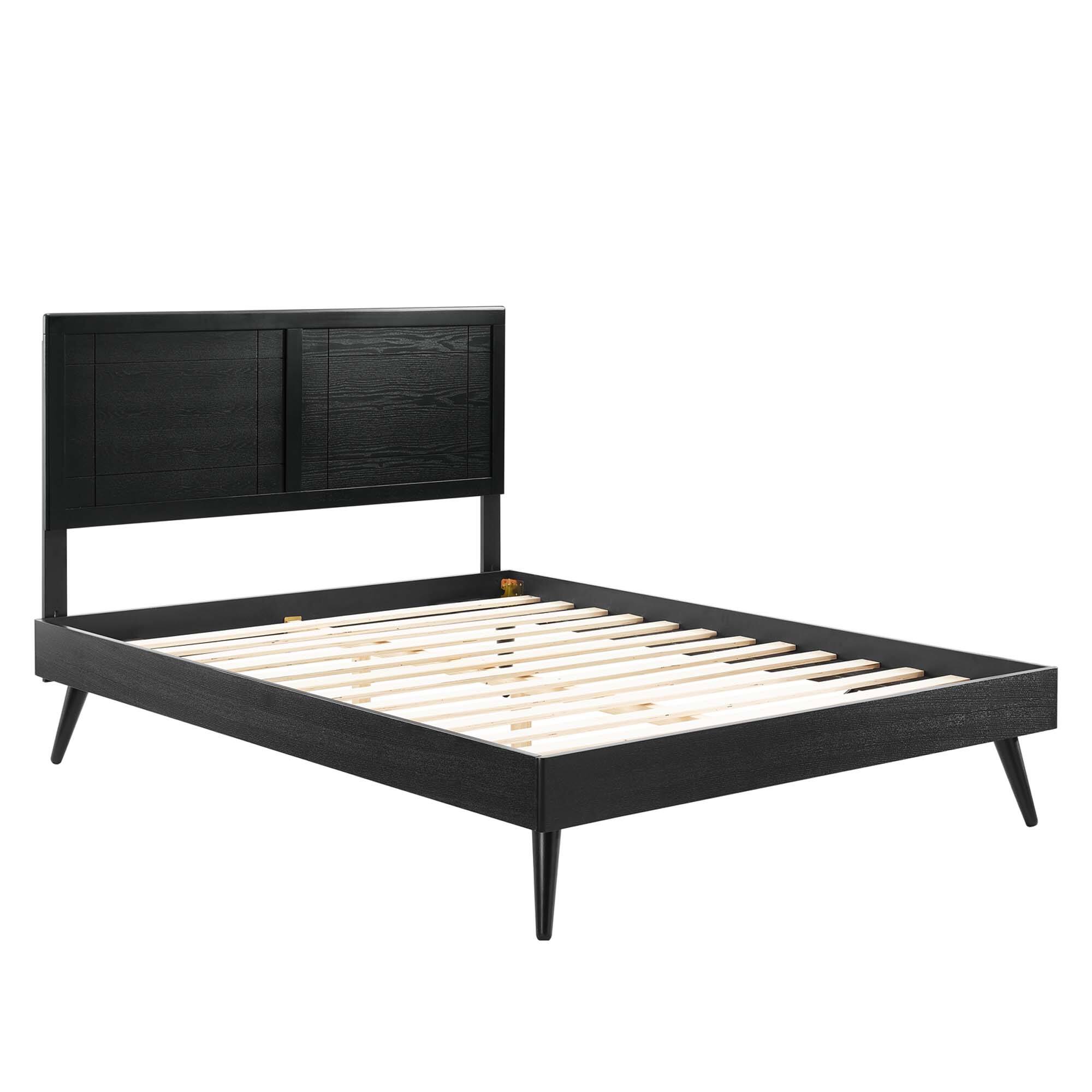 Alt View 4. Modway - Willow Wood Queen Platform Bed With Splayed Legs - White.