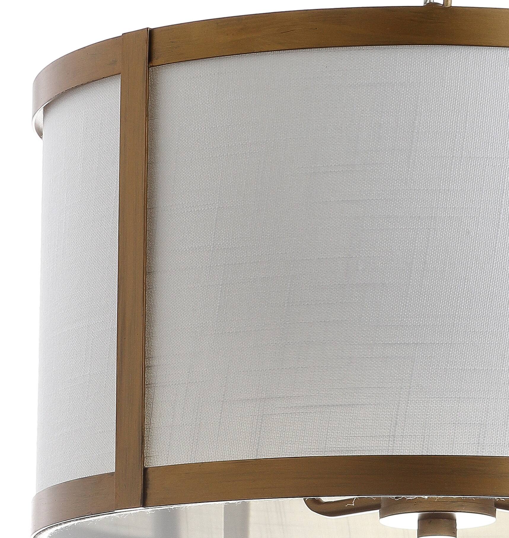 Alt View 4. Jonathan Y - Thatcher 17" Metal LED Pendant Light, Gold/White - Gold.