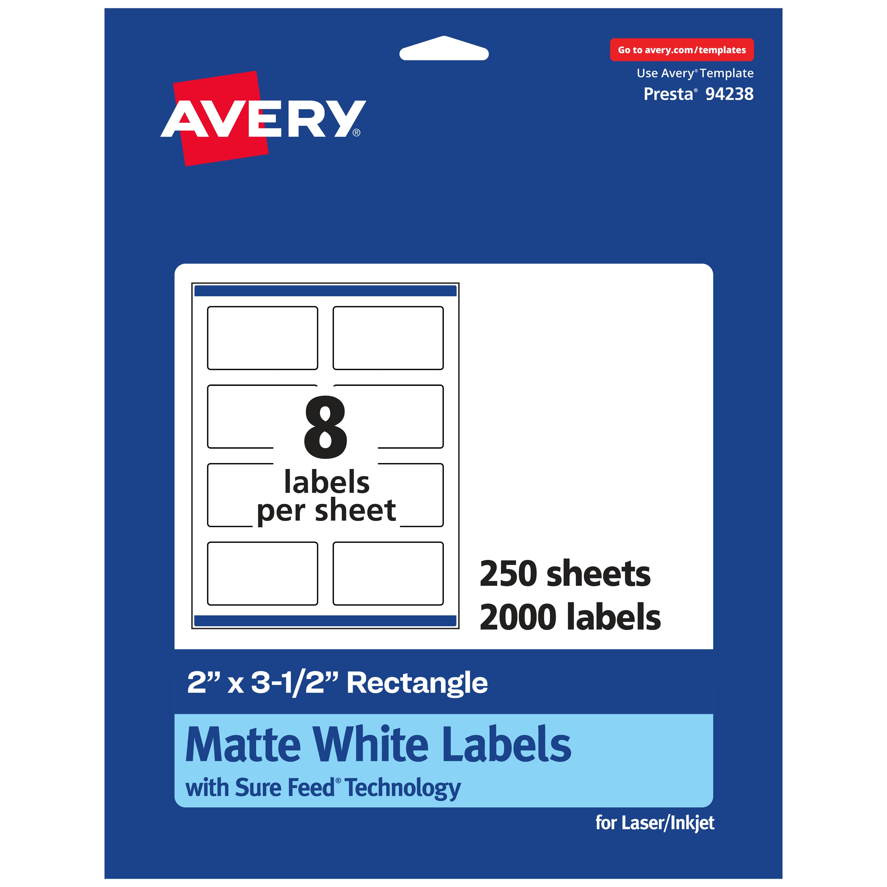 "Avery - Matte Rectangle Labels, 2"" x 3.5"", 2,000 Labels - White" price history on PriceWatchPro