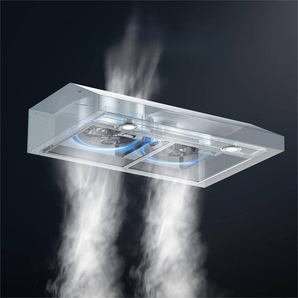 Left. ZJKLA - ZJKLA - 36 inches - Externally Vented - Under cabinet Range Hood - Stainless steel.