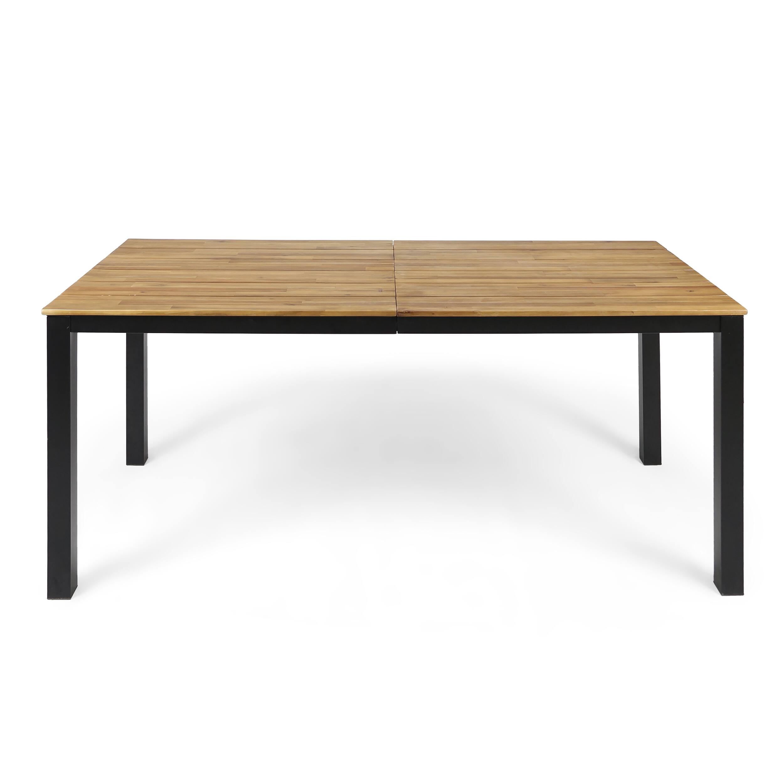 Angle. Mondawe - 71"L Acacia Wood Rectangular Outdoor Dining Table - Black+Brown.